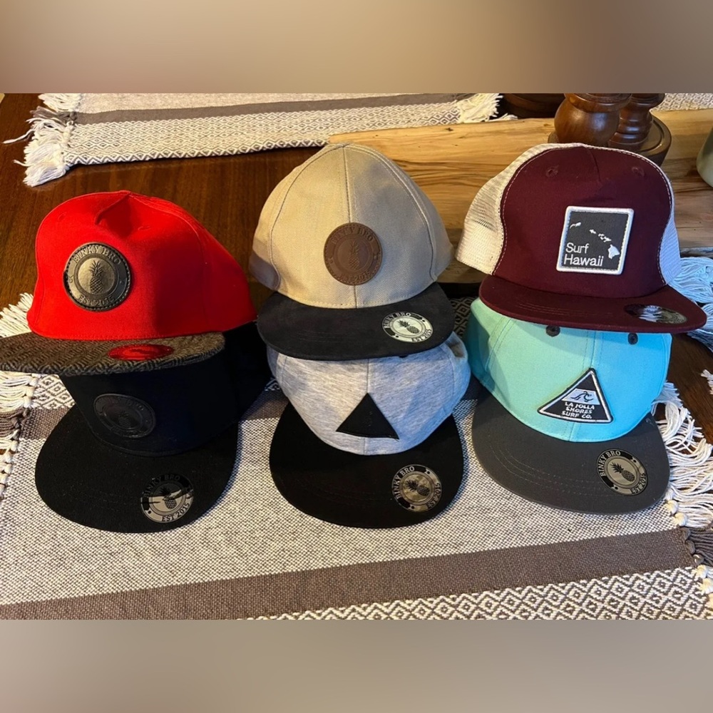 6 Binky Bro Infant Lot Flat Bill Hats 3m to 12m Baby Cap